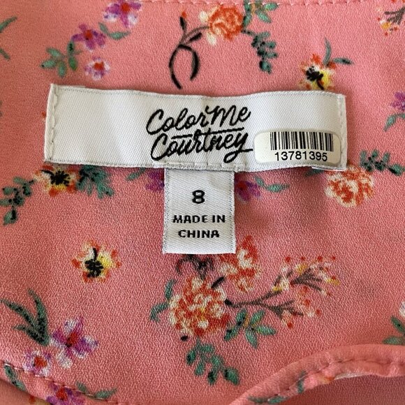 Color Me Courtney 8 Ellie Top Crop Pink Floral Tie Front Flutter Feminine Fairy - Picture 5 of 11